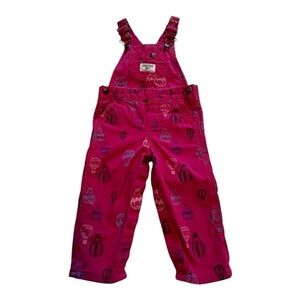 OshKosh B'gosh Pink Bib Overalls |  Hot Air Balloon Print - Size 12 Months